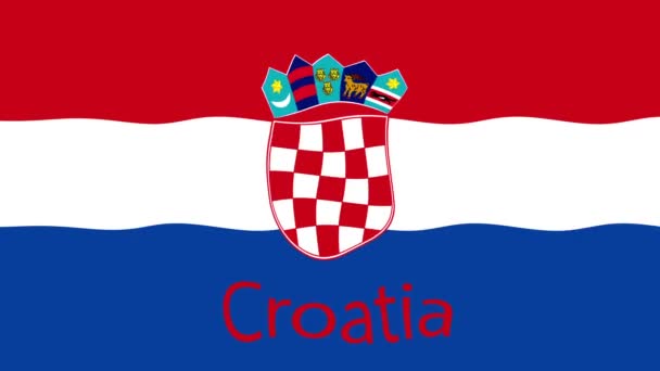 Sfondo Filmato Movimento Con Bandiera Colorata Mappa Croatia — Video Stock