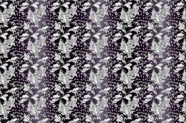 Küçük çaplı çiçeklerdeki basit şirin desenler. Raster illüstrasyonu. Tekstil veya kitap kapakları, imalat, duvar kağıtları, baskı, hediye paketi ve yapıştırma kitabı için çiçeksiz arka plan.