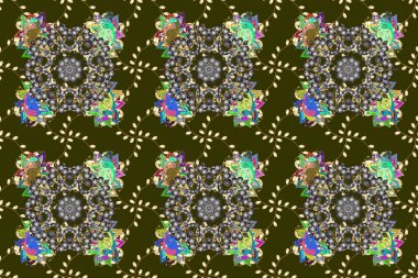 Raster düğün davetiyesi, teşekkür kartı, tarihi kaydet, bebek için gri, yeşil ve kahverengi renkli duş kartları. Bebek partisi, menü, broşür, afiş şablonu, mandala arka planı, Hint tasarımı.