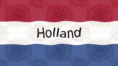Renkli bayraklı hareketli arka plan görüntüleri. Hollanda bayrağı. Hollanda 'da..