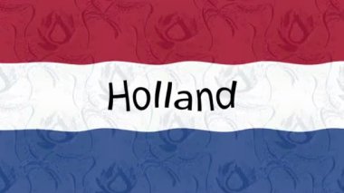 Renkli bayraklı hareketli arka plan görüntüleri. Hollanda bayrağı. Hollanda 'da..