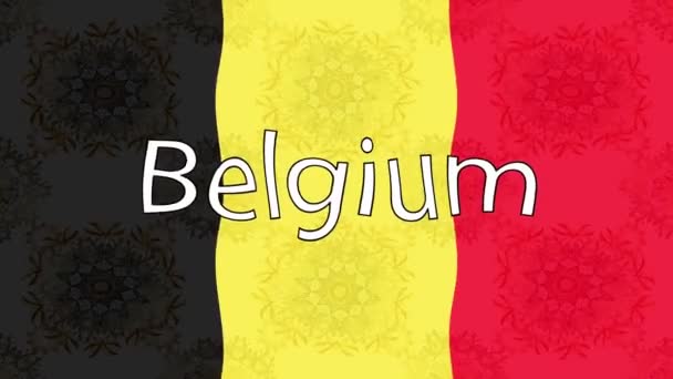 带有彩旗的运动画面背景 比利时的国旗 — 图库视频影像