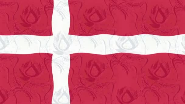 Bewegingsbeelden Achtergrond Met Kleurrijke Vlag Vlag Van Denemarken — Stockvideo
