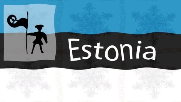 带有彩旗的运动画面背景 爱沙尼亚的国旗 — 图库视频影像