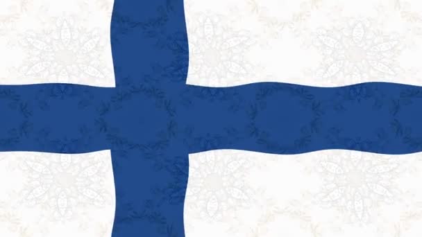 Pozadí Záznamu Pohybu Barevnou Vlajkou Finská Vlajka — Stock video