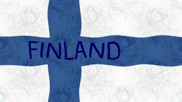 Sfondo Filmato Movimento Con Bandiera Colorata Mappa Finland — Video Stock