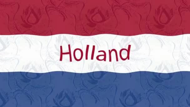 Renkli Bayraklı Hareketli Arka Plan Görüntüleri Hollanda Bayrağı Hollanda — Stok video