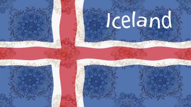 Filmagem Fundo Movimento Com Bandeira Colorida Bandeira Iceland — Vídeo de Stock