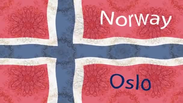 Κινηματογραφικό Φόντο Πολύχρωμη Σημαία Σημαία Της Νορβηγίας — Αρχείο Βίντεο