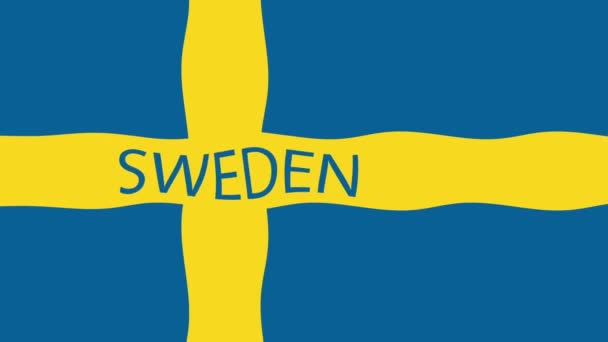Sfondo Filmato Movimento Con Bandiera Colorata Mappa Sweden — Video Stock