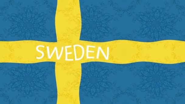 Pozadí Záznamu Pohybu Barevnou Vlajkou Švédská Vlajka — Stock video
