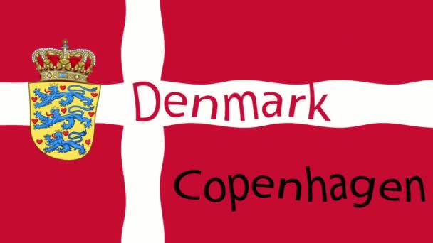 Pozadí Záznamu Pohybu Barevnou Vlajkou Dánská Vlajka — Stock video