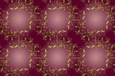 El yapımı dekoratif çerçeve, albüm kapağı, tebrik kartı, klasik Art deco tarzı. Altın karalama fantezi yapraklarından Raster soyut çiçek çelengi ve sarı, pembe ve mor renkte çiçek.