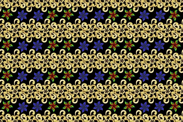 Florale Illustration Schönem Textil Eleganz Nahtloses Muster Mit Ethnischen Blumen — Stockfoto