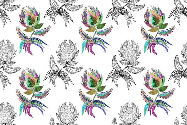 Nahtloses Chichi Stoffmuster Raster Illustration Flache Blume Elemente Design Blumenmuster — Stockfoto