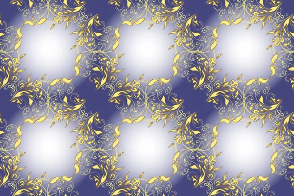 优雅的栅格经典图案 紫罗兰 灰色和金色的图案 重复元素的无缝隙抽象背景 — 图库照片