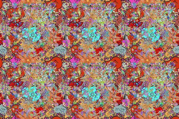 Färg Spring Tema Sömlöst Mönster Bakgrund Asiatisk Textilstil Vackert Tyg — Stockfoto