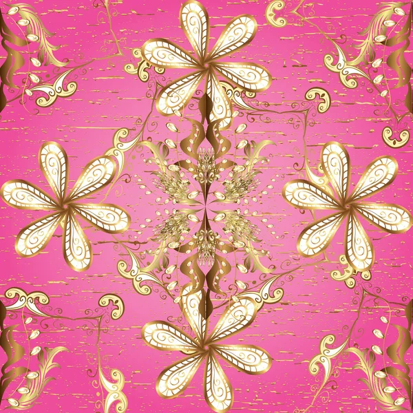 Vintage Μπαρόκ Floral Χωρίς Ραφή Μοτίβο Χρυσό Διακοσμητική Διακόσμηση Χρυσό — Φωτογραφία Αρχείου