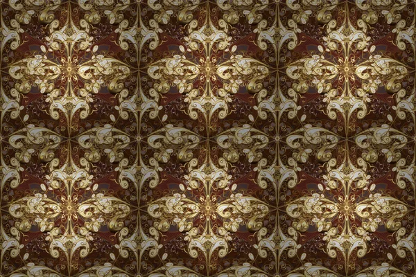 Modello Medievale Floreale Modello Reale Oro Colori Giallo Beige Marrone — Foto Stock