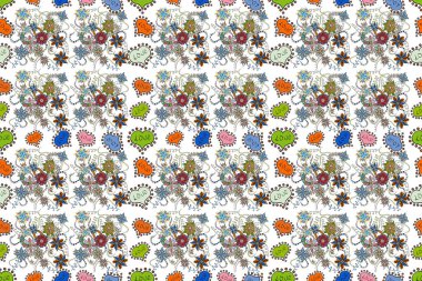 Beyaz, siyah ve nötr renklerde Asya tekstili. Kusursuz çiçek deseni.