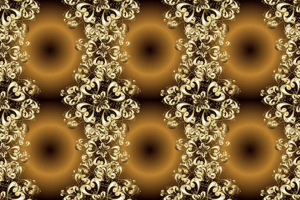 Oriental Style Arabesques Golden Pattern Black Brown Beige Colors Golden — Stock Photo, Image