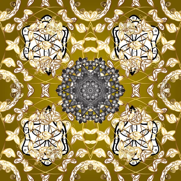 Mönster Orientalisk Prydnad Gyllene Textiltryck Islamisk Design Blommiga Kakel Gyllene — Stockfoto