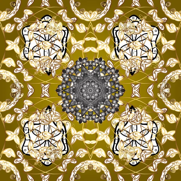 Klasický Zlatý Vzor Tradiční Vektorový Ornament Orientace Zlatý Vzor Žlutých — Stockový vektor