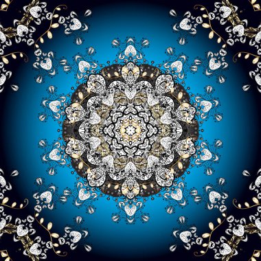 Kar tanesi renkli desen. Snowflakes desen. Vektör çizim. Vektör kar taneleri arka plan. Renk arka plan üzerinde izole soyut kar taneleri ile düz tasarım.