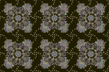 Logo, oyun, kapak, kart için tasarım. Raster kutsal geometri yuvarlak renkli sembol tarafsız, gri ve kahverengi renkler üzerinde parlayan yıldızlar.