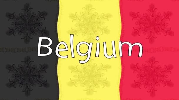Rörelsematerial Bakgrund Med Färgglada Flagga Belgiens Flagga — Stockvideo