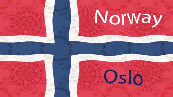 Renkli Bayraklı Hareketli Arka Plan Görüntüleri Norveç Bayrağı — Stok video