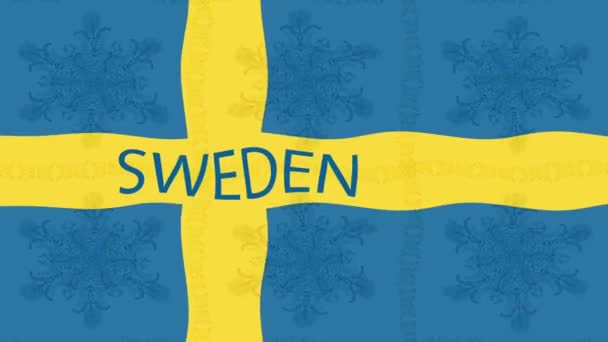 Latar Belakang Rekaman Gerak Dengan Bendera Berwarna Warni Bendera Swedia — Stok Video