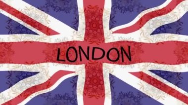 Renkli bayraklı hareketli arka plan görüntüleri. Büyük Britanya bayrağı. Birleşik Krallık.