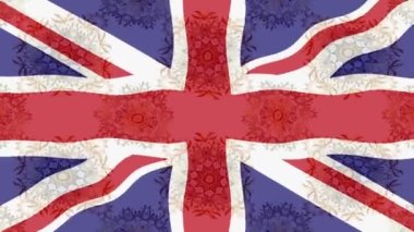 Renkli bayraklı hareketli arka plan görüntüleri. Büyük Britanya bayrağı. Birleşik Krallık.