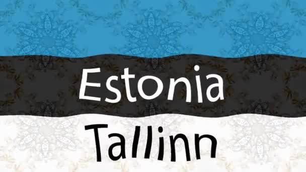Renkli Bayraklı Hareketli Arka Plan Görüntüleri Estonya Bayrağı — Stok video