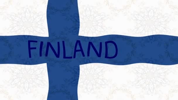 Bewegingsbeelden Achtergrond Met Kleurrijke Vlag Vlag Van Finland — Stockvideo