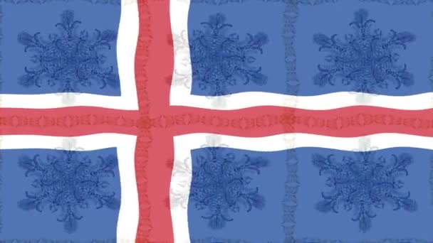 Pozadí Záznamu Pohybu Barevnou Vlajkou Islandská Vlajka — Stock video
