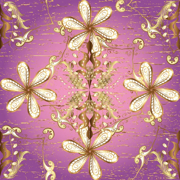 Χρυσό Floral Στολίδι Μπαρόκ Στυλ Χρυσό Ταπετσαρία Φόντο Υφή Damask — Φωτογραφία Αρχείου