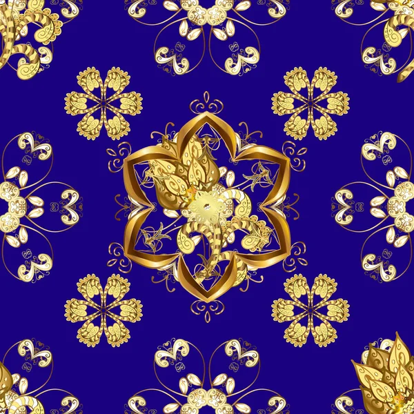 Лінія Мистецтва Безшовна Рамка Шаблону Дизайну Золотий Елемент Жовтого Синього — стоковий вектор