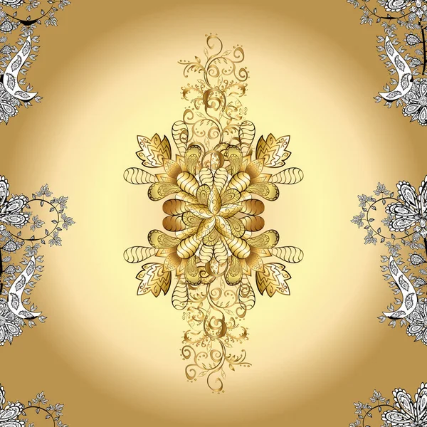 Symbol Feiertag Neujahrsfeier Vektor Goldenes Muster Winter Schnee Textur Tapete — Stockvektor