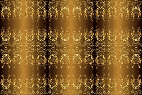 東部スタイルのヴィンテージデザイン要素 壁紙のための黄金の華やかなイラスト オレンジ色のレース ベージュ 茶色の伝統的なアラビアの装飾 花の装飾とラスターシームレスパターン — ストック写真