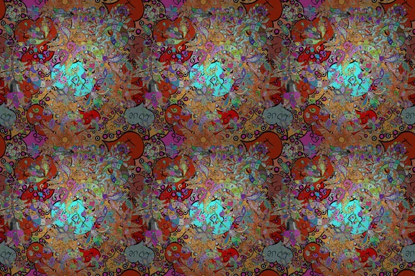 Raster Pattern Pattern Spring Flowers Branch Orange Neutral Beige Colors — Stock Photo, Image
