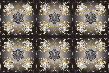 Davetiyeler, kartlar, sertifika, web sayfası için Raster illüstrasyon. Tasarım şablonu için Raster Line sanat kenarı. Doğu tarzı element. Altın çiçek dekoru. Altın element beyaz, gri, kahverengi renkler.