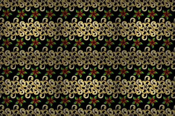 Blumenmuster Raster Gelb Schwarz Und Braun Linie Grafische Muster Abstrakte — Stockfoto