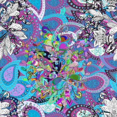 Bahar çiçekleri ile Sevimli sorunsuz çiçek baskı. Eps10 Vektör illüstrasyon. Güzel kumaş deseni.