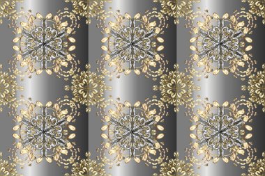 Lüks mobilyalar. Altın elementlerle beyaz, gri ve kahverengi renkte desen. Altın kaplamalı beyaz, gri ve kahverengi zemin. Klasik mobilya tarzı. Kusursuz ahşap oyma. Oyma. Patina.