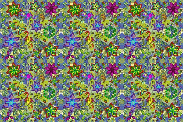 Diseño Elementos Flor Plana Seamless Floral Pattern Raster Illustration Inglés — Foto de Stock