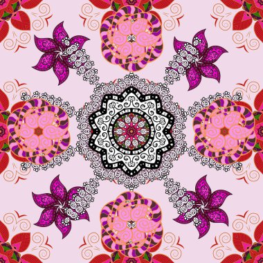 Hediye ambalaj kağıdı, tebrik kartları, posterler ve pankart tasarımı. Tarafsız, turuncu ve beyaz renklerde çiçekler. Vektör düz çiçekleri pürüzsüz desen.