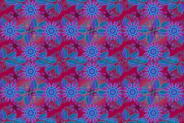 Ткань Узора Текстуры Ромашки Цветы Подробно Цветы Фиолетового Синего Фиолетового — стоковое фото