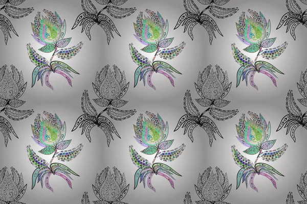 Niedliches Stoffmuster Doodle Blume Zentangle Abstrakte Blumen Flache Blume Elemente — Stockfoto